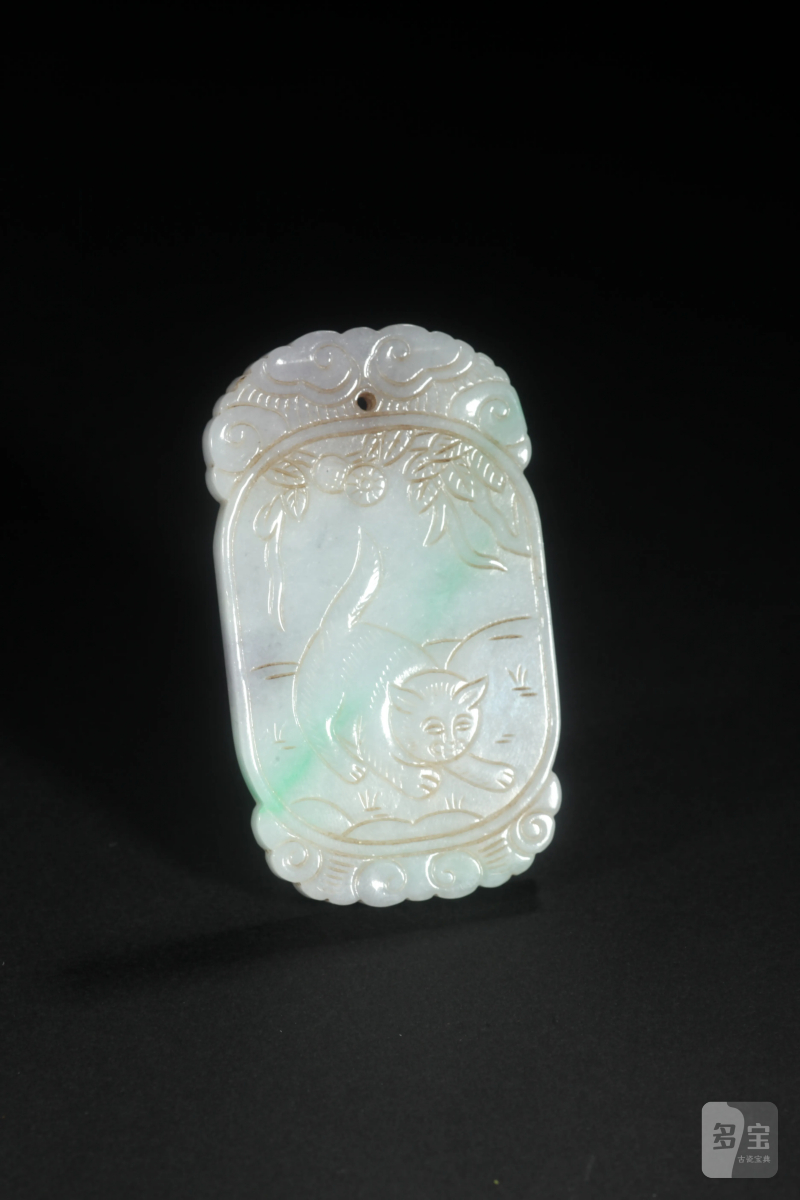 清 翡翠耄耋挂牌